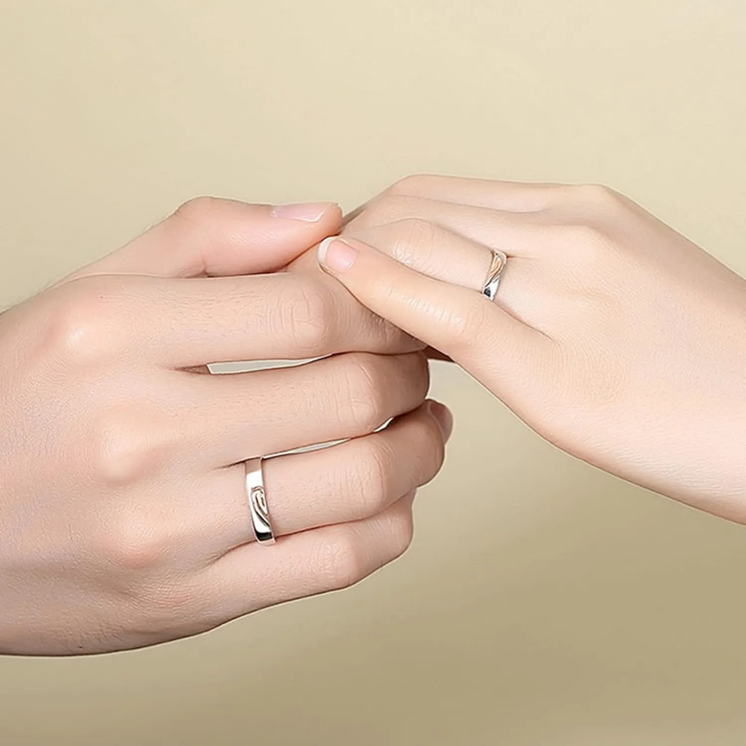925 Sterling Silver Rings Promise Rings, Engagement Rings for Him and Her Customizable Adjustable Rose Gold Puzzle Heart Ring