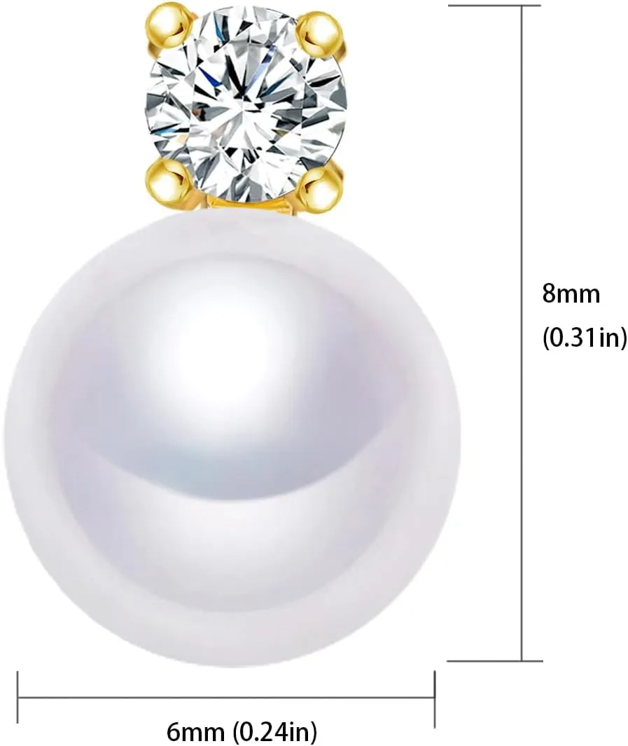 AAA  Quality Handpicked Freshwater Cultured Stud Button Pearl Earrings Gold Plated 925 Sterling Silver Post