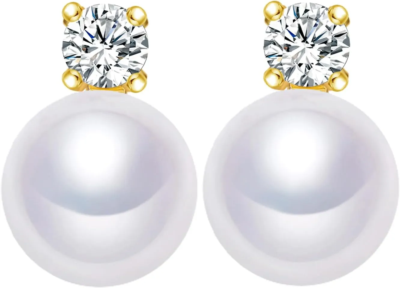 AAA  Quality Handpicked Freshwater Cultured Stud Button Pearl Earrings Gold Plated 925 Sterling Silver Post