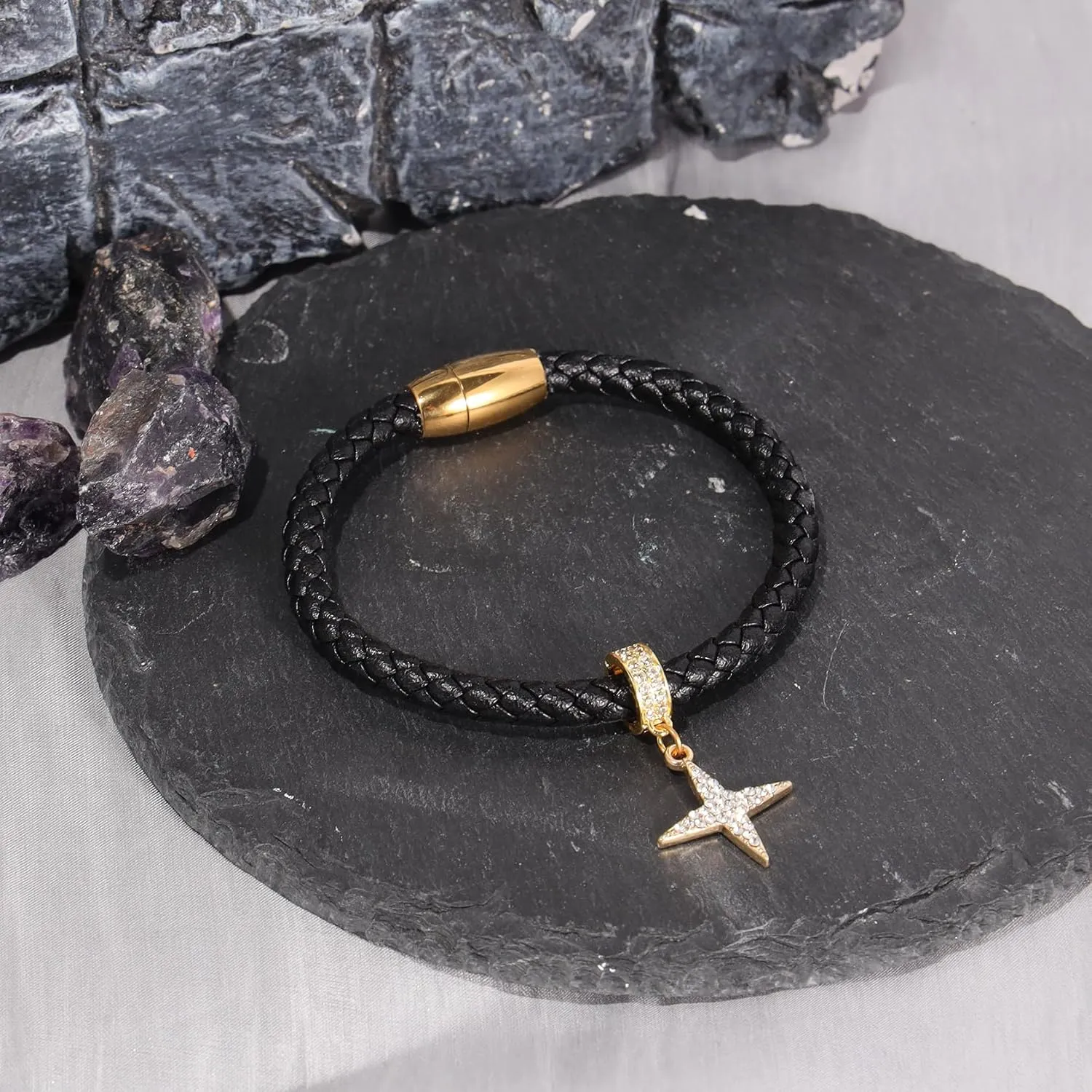 Adjustable Wire Bracelet Handmade Braided Leather Bracelet Gift for Women Men