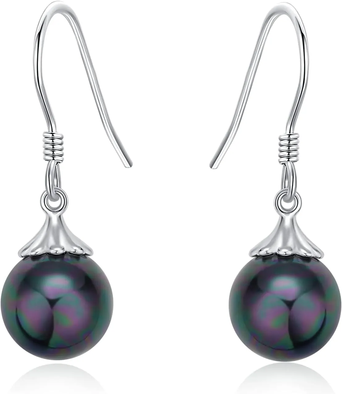 AENEAS Black Pearl Earrings for Women 925 Sterling Silver Black Pearl Drop Earrings Black Pearl Dangle Earrings Jewelry Gift for Women