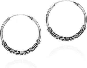 AeraVida Interlace Bali Tribal .925 Sterling Silver 24mm Hoop Earrings | Sterling Silver Hoop Earrings for Women | Tribal Bali Hoop Earrings Set | Hoop Earrings Jewelry Gifts