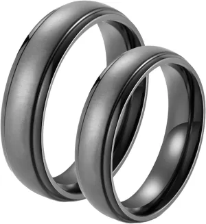 Aienid Couple Promise Rings Cheap Couple Ring Sets Stainless Steel 6MM Black Ring Comfort Fit
