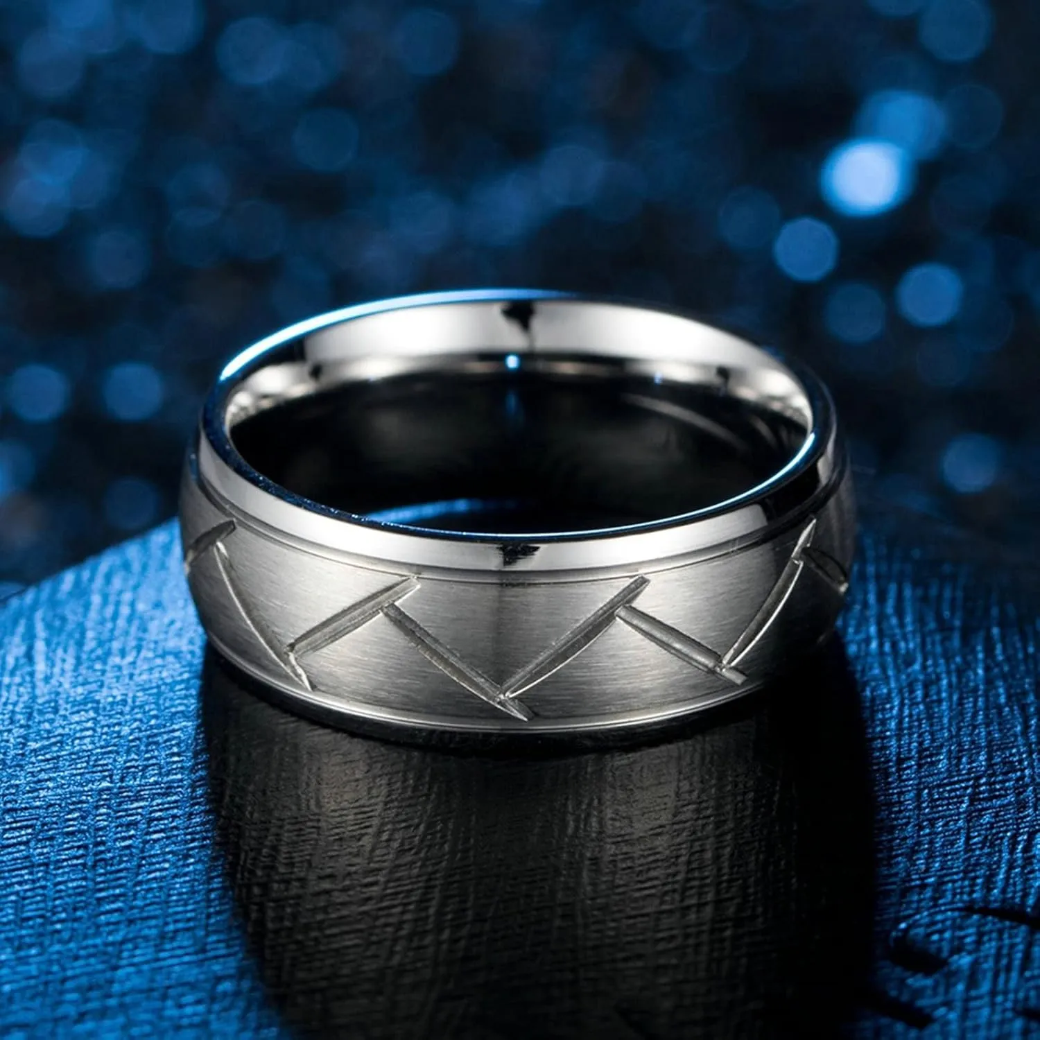 Aienid Matching Couple Ring Couple Rings Sets Stainless Steel Silver Brushed Ring 8MM