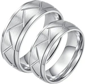 Aienid Matching Couple Ring Couple Rings Sets Stainless Steel Silver Brushed Ring 8MM