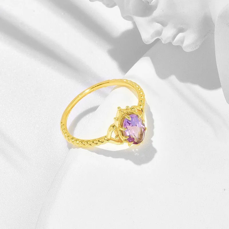 Antique-Style Amethyst Crown Bubble Ring