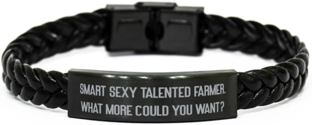 Appreciation Farmer Braided Leather Bracelet, Smart Sexy Talented., Motivational Engraved Bracelet For Friends From Team Leader, Ecofriendly gifts, Sustainable gifts, Local gifts, Handmade gifts,