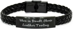 Appreciation Leather Tooling Gifts, When in Doubt, Special Birthday Braided Leather Bracelet Gifts For Friends From Friends, Funny leather tooling gift ideas, Unique leather tooling gifts, Handmade