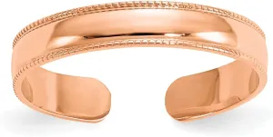 Avariah 14k Rose Gold Mill Grain Adjustable Toe Ring