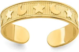 Avariah 14K Yellow Gold Star and Moon Adjustable Toe Ring