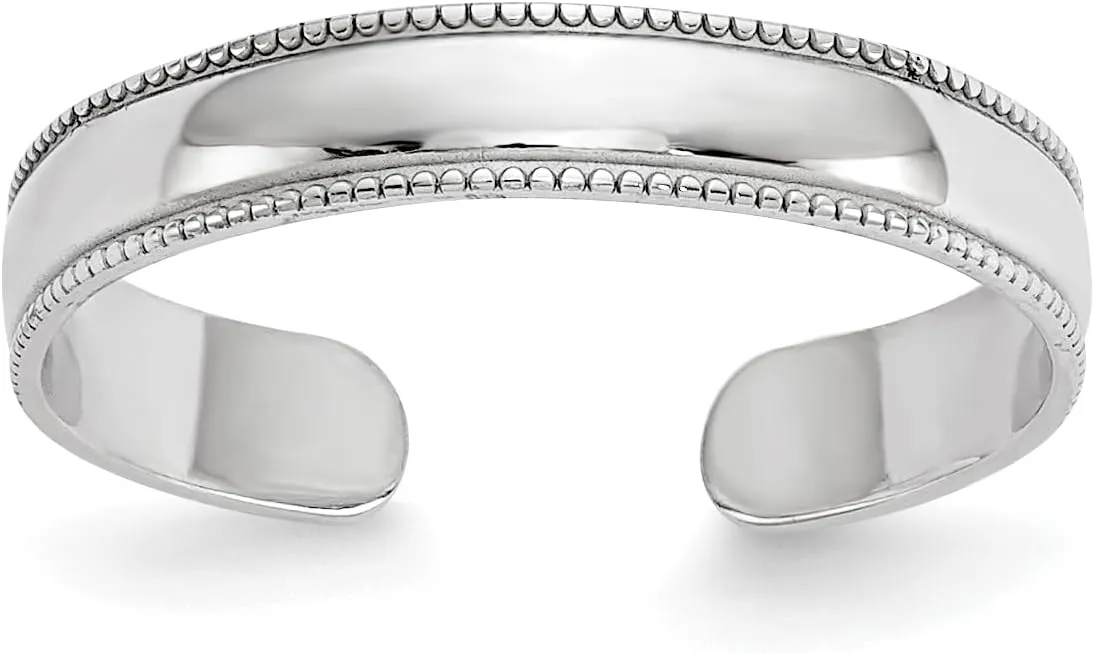 Avariah Solid 14K White Gold Milgrain Adjustable Toe Ring