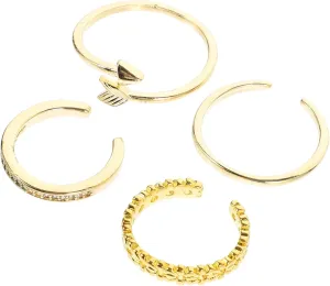 Beaupretty 4Pcs Adjustable Women Rings Dainty Finger Jewelry with Zirconia for Daily Wear Parties and Teen and Women