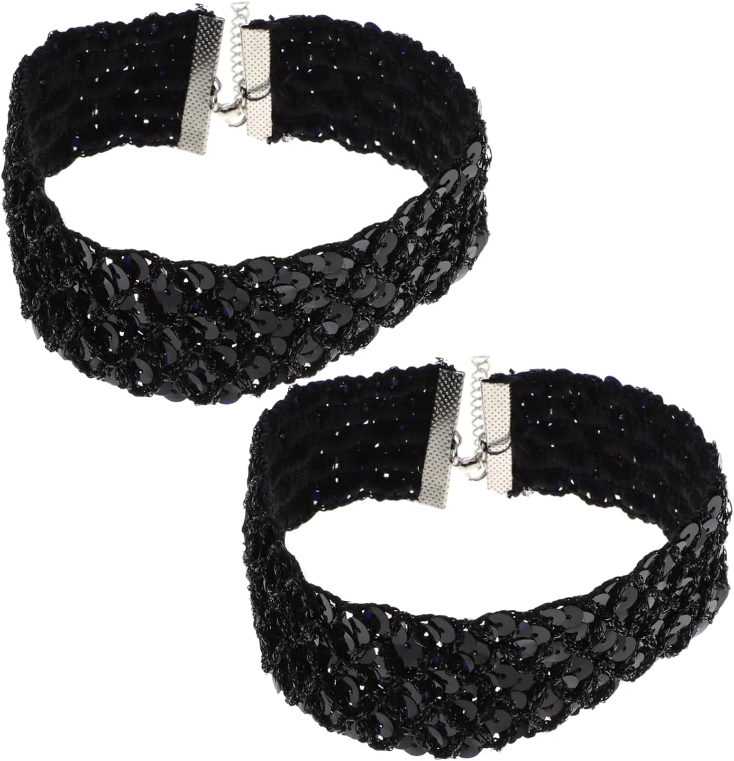 BESTYASH 2pcs Sequin Choker Necklace for Women Stylish Short Collar Necklaces Comfortable Fashion Accessory for Parties Weddings Daily Wear for All Ages