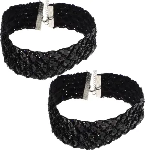 BESTYASH 2pcs Sequin Choker Necklace for Women Stylish Short Collar Necklaces Comfortable Fashion Accessory for Parties Weddings Daily Wear for All Ages