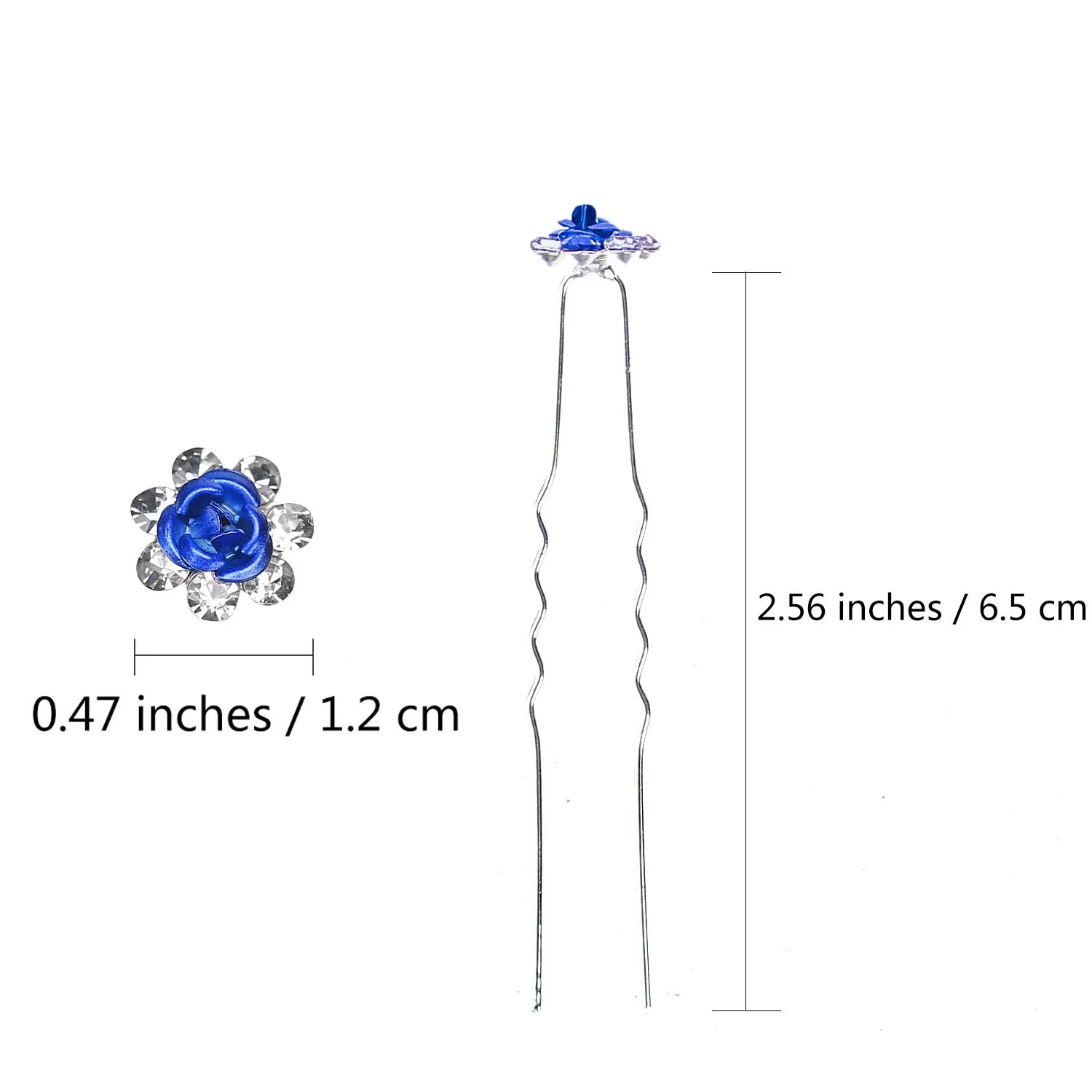 BETITETO 40 Pcs U-Shaped Flower Rhinestone Hair Pins Crystal Hair Accessories for Bridal Wedding Party Girls' Sweet Sixteen (Blue)