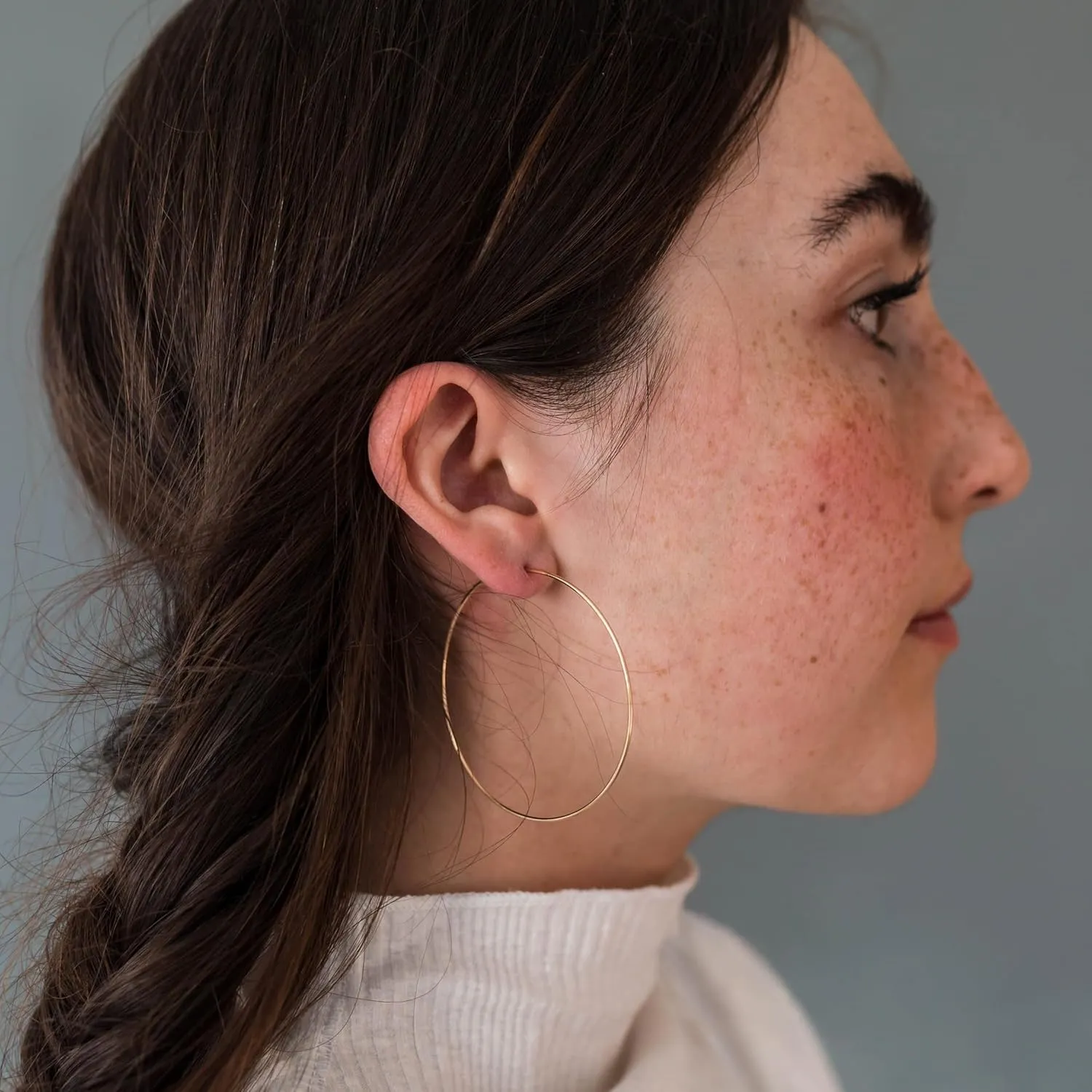 Big Thin Gold Hoop Earrings for Women Trendy Simple Large 18k Gold Plated Sterling Silver Hoops Statement Lightweight Endless Hoop Earrings for Women Minimalist Jewelry Gifts 50mm/70mm/90mm