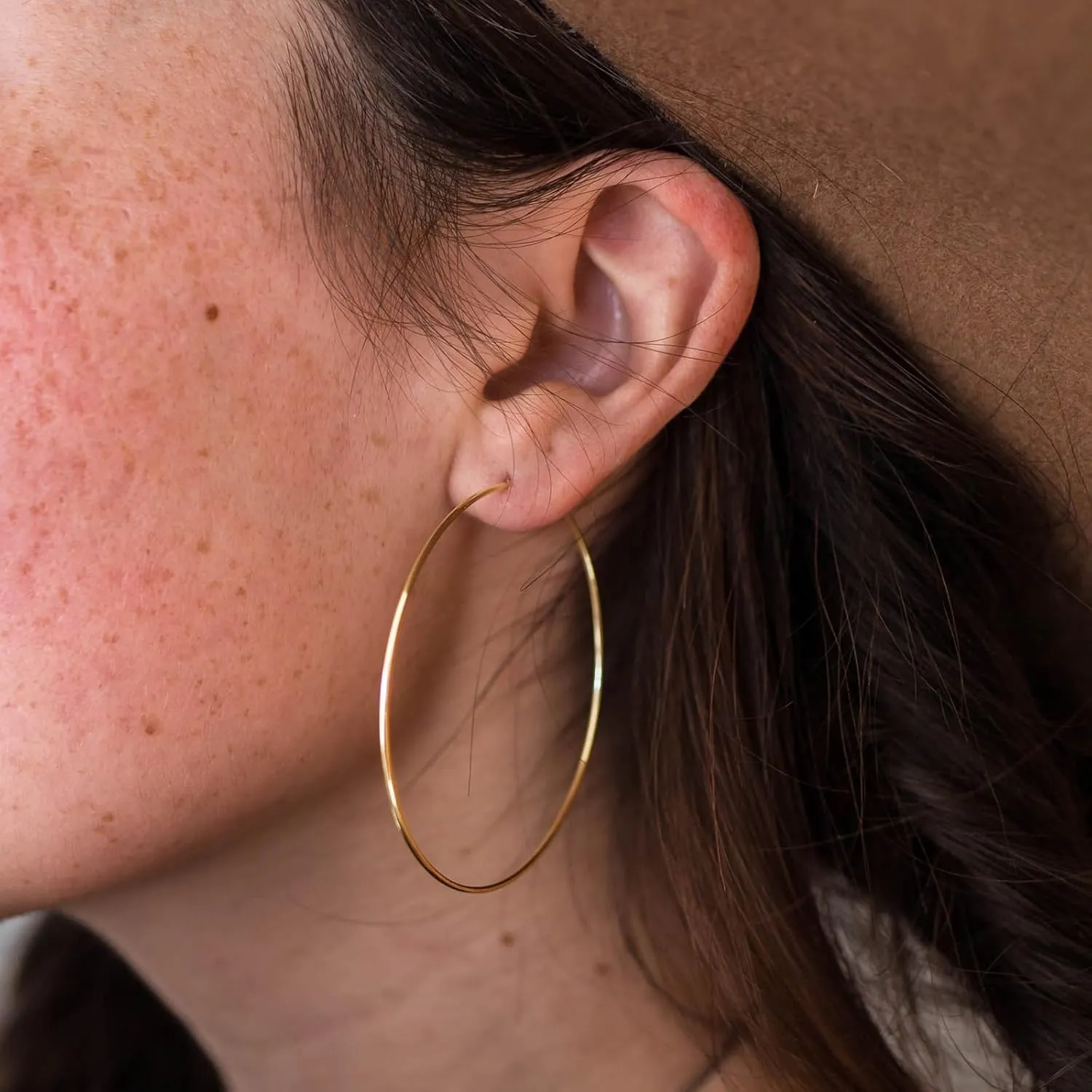 Big Thin Gold Hoop Earrings for Women Trendy Simple Large 18k Gold Plated Sterling Silver Hoops Statement Lightweight Endless Hoop Earrings for Women Minimalist Jewelry Gifts 50mm/70mm/90mm