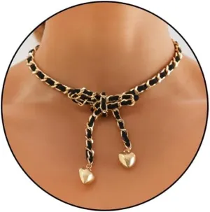 Black Choker Necklace for Women Gothic Black Bow Ribbon Necklace Vintage Heart Choker Necklace Velvet Collar Chokers Necklace for Women