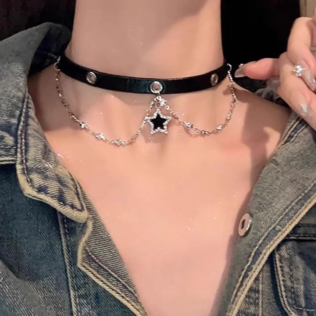 Black Leather Choker Necklaces for Women Cute Butterfly Star 90S Vintage Choker Collar Y2k Punk Emo Gothic Jewelry Gifts