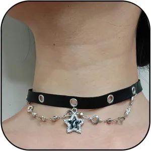 Black Leather Choker Necklaces for Women Cute Butterfly Star 90S Vintage Choker Collar Y2k Punk Emo Gothic Jewelry Gifts