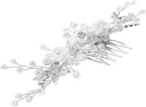 Boho Bridal Side Hair Comb with Flower and Beads Unique Floral Headpiece for Weddings and Special Occasions Elegant Hair Accessories for Brides