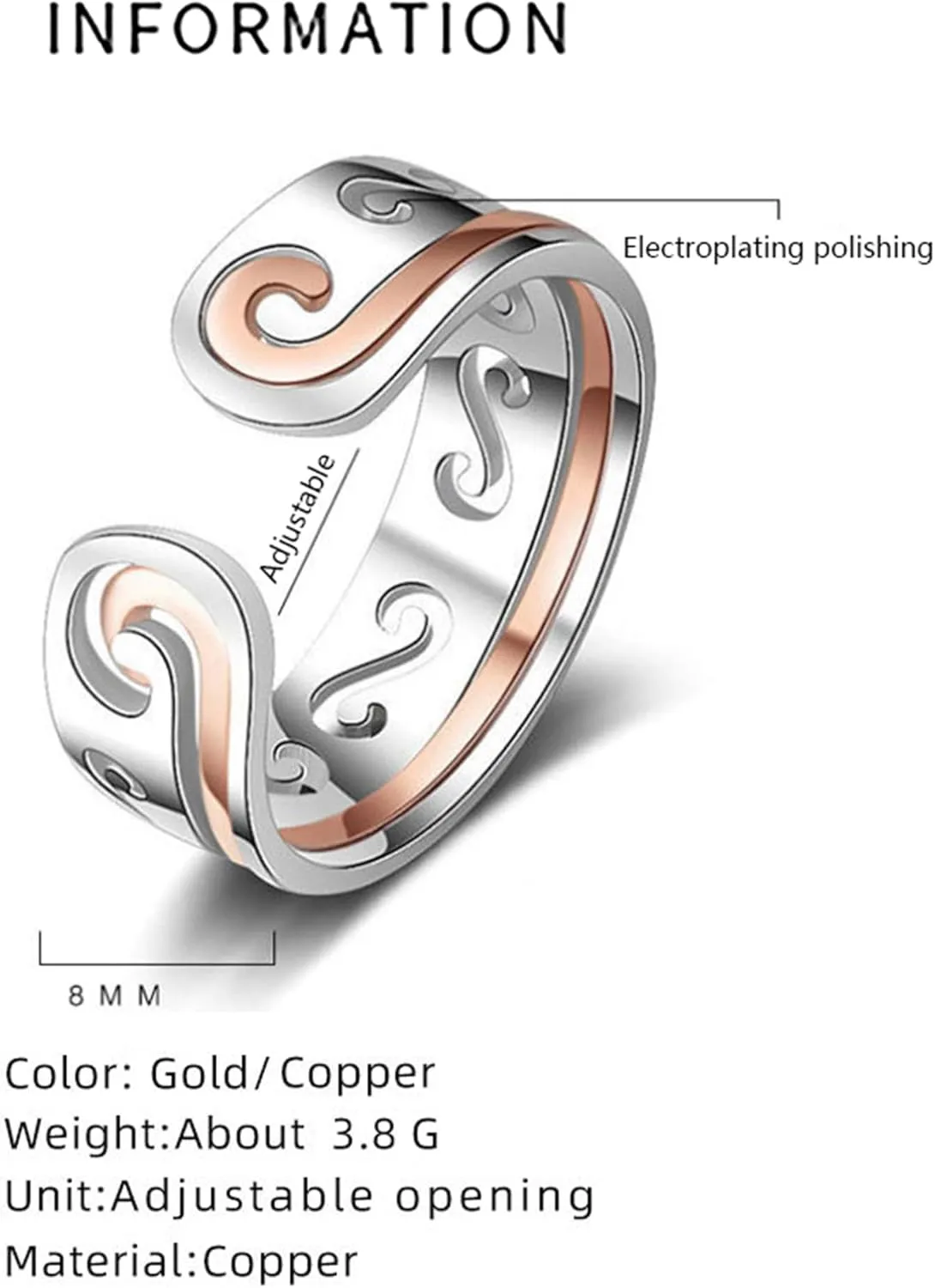 Boyfriend Gifts Copper Couple Rings Black Myth Wukong Monkey King Adjustable Rings for Men Women