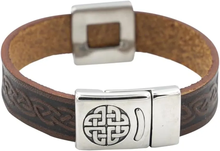 Briomhar Irish Leather Celtic Knot Bracelet - Irish Jewelry Made in Ireland