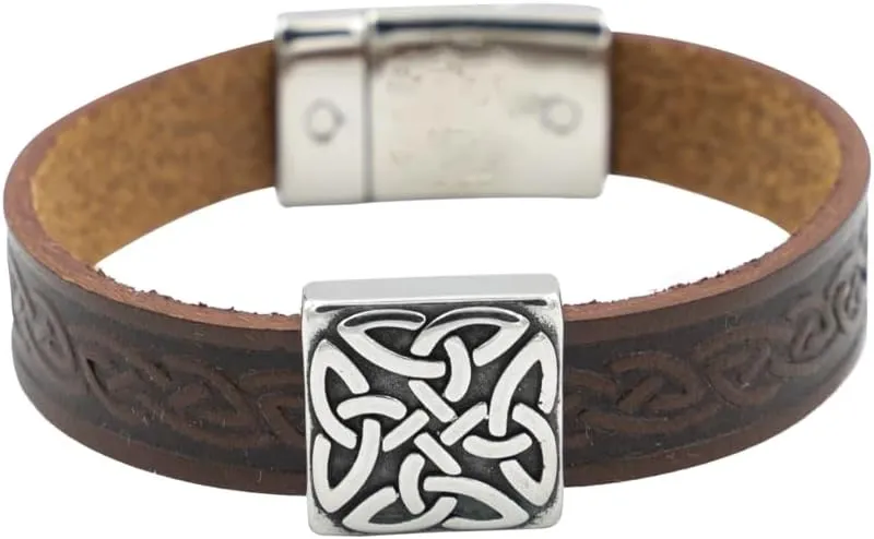 Briomhar Irish Leather Celtic Knot Bracelet - Irish Jewelry Made in Ireland