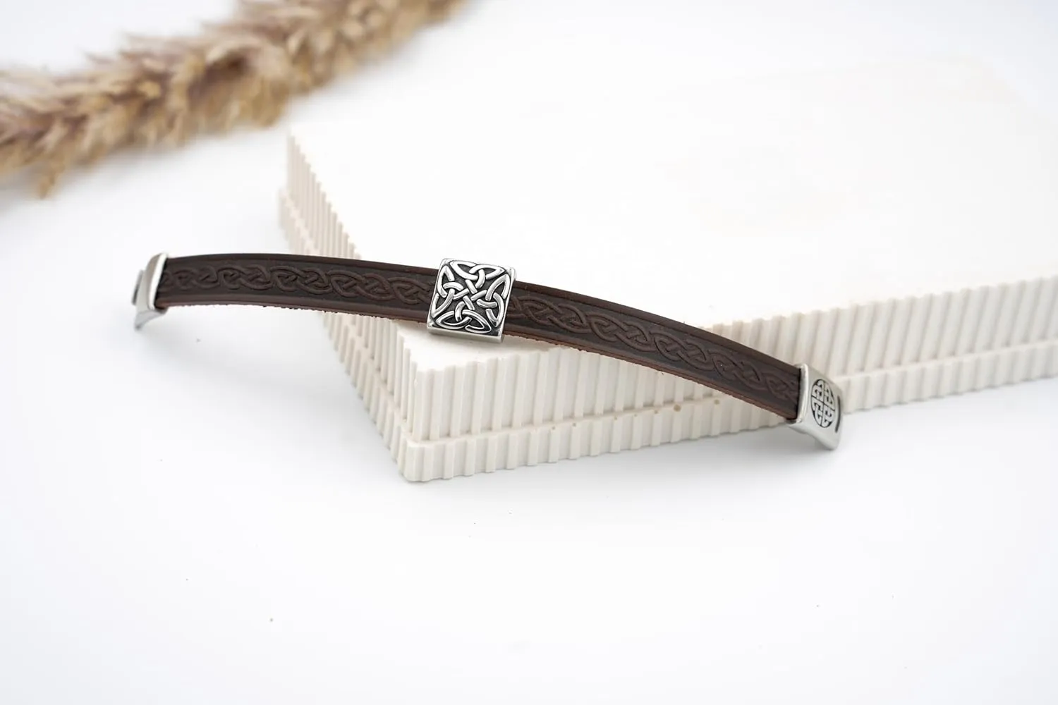 Briomhar Irish Leather Celtic Knot Bracelet - Irish Jewelry Made in Ireland