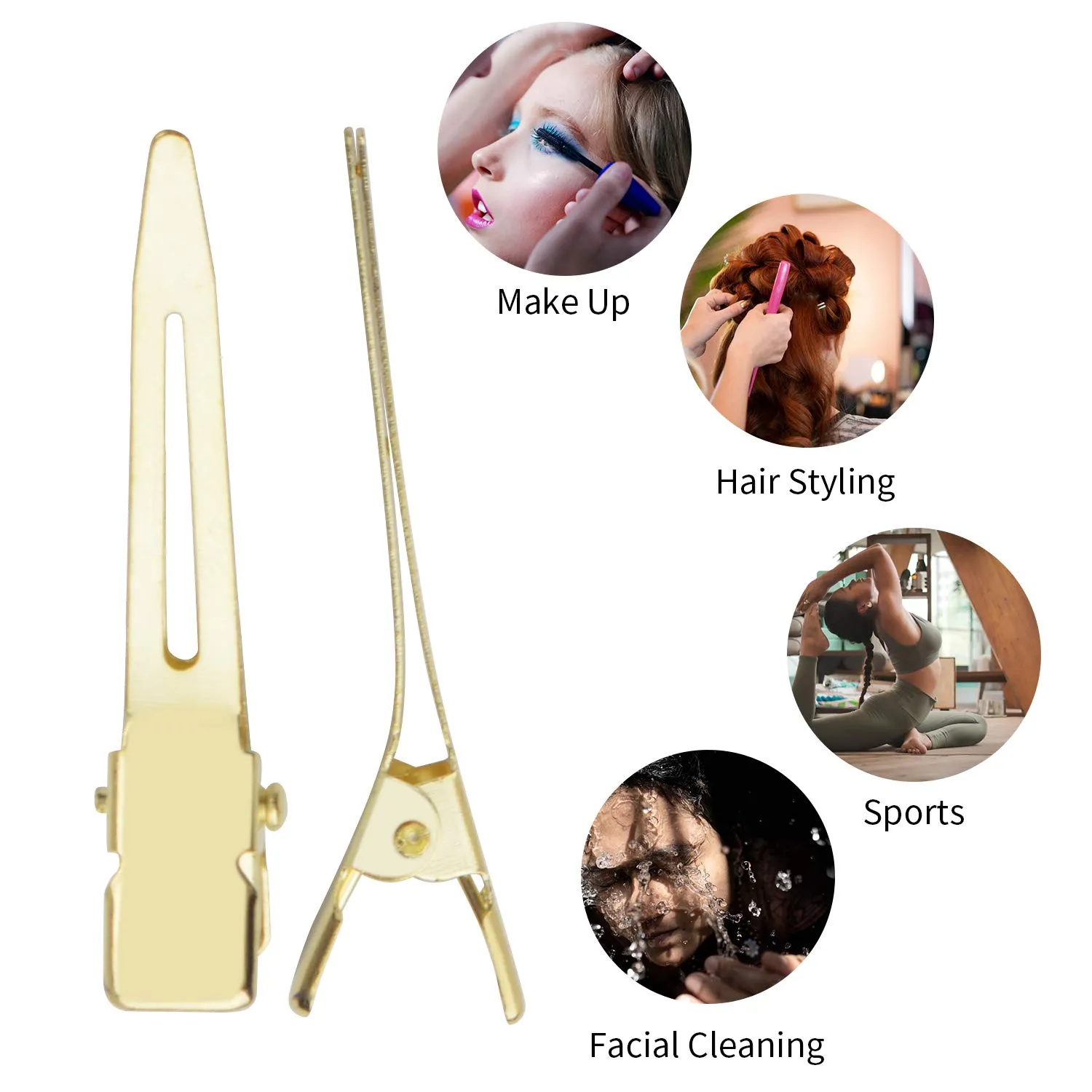 BronaGrand Hair Clips, 100pcs 4.5cm Single Prong Clips Gold Curl Pins Duckbill Section Clips for Hair Extensions Styling Crafting
