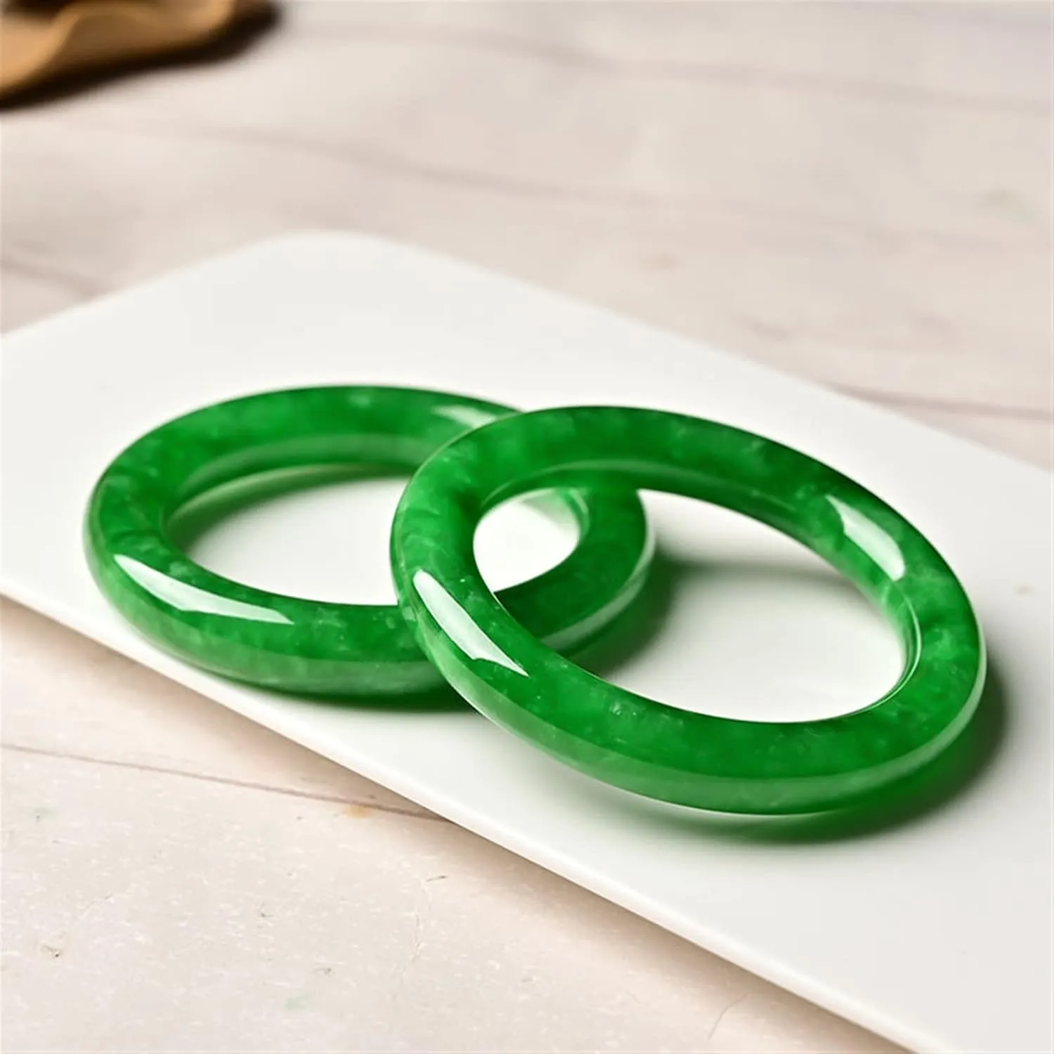 Burmese Jade Bangle Bracelet for Women Genuine Green Floating Flower Jadeite Bangles Gift for Mother (Size : 62mm)