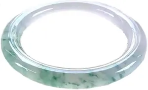Burmese Jade Bracelet for Women Genuine Ice Sun Green Round Bar Chaise Jadeite Bangle Jewelry with Certificate (Size : 58mm)