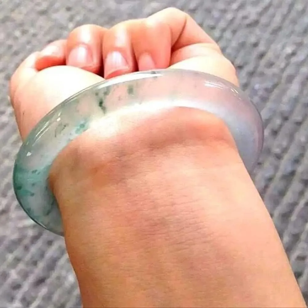Burmese Jade Bracelet for Women Genuine Ice Sun Green Round Bar Chaise Jadeite Bangle Jewelry with Certificate (Size : 58mm)