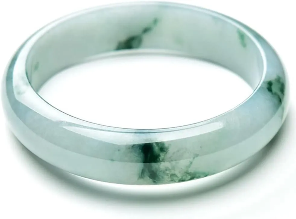 Burmese Jade Bracelet for Women Natural Genuine Green Retro Chinese Style Jadeite Bangle Jewelry with Certificate (Size : 54mm)