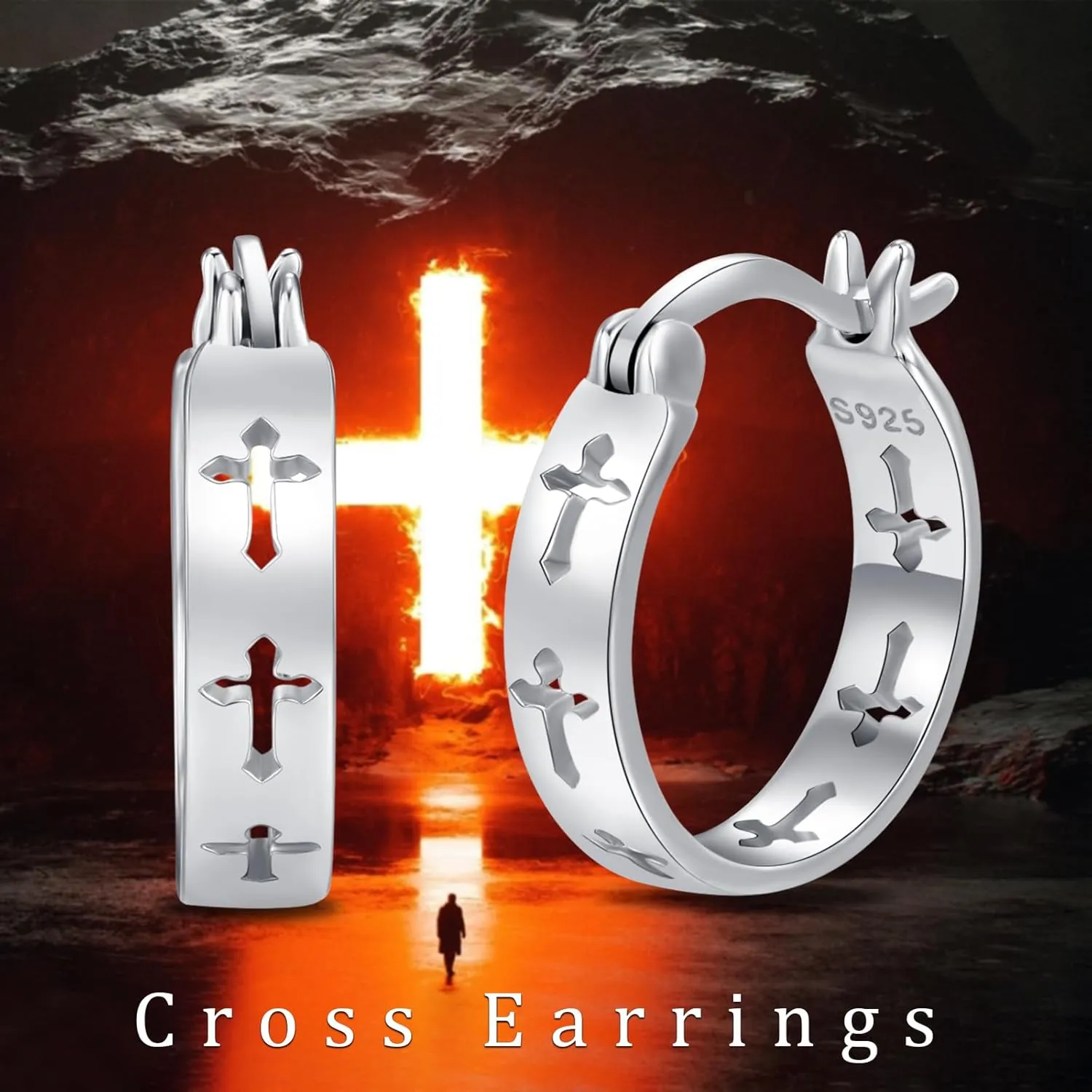 Butterfly/Triskelion/Cross/Heart/Flower/Gold Black Hoop Earrings 925 Sterling Silver Hypoallergenic Hollow Jewelry Gifts for Women Girls