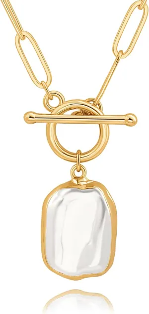 CANEVINKA Dainty Cross Medallion/Heart Pendant Chain Necklace 18K Gold Plated Oval Choker Fashion OT Toggle Jewelry Handmade for Women Simple Gold Charm Necklace