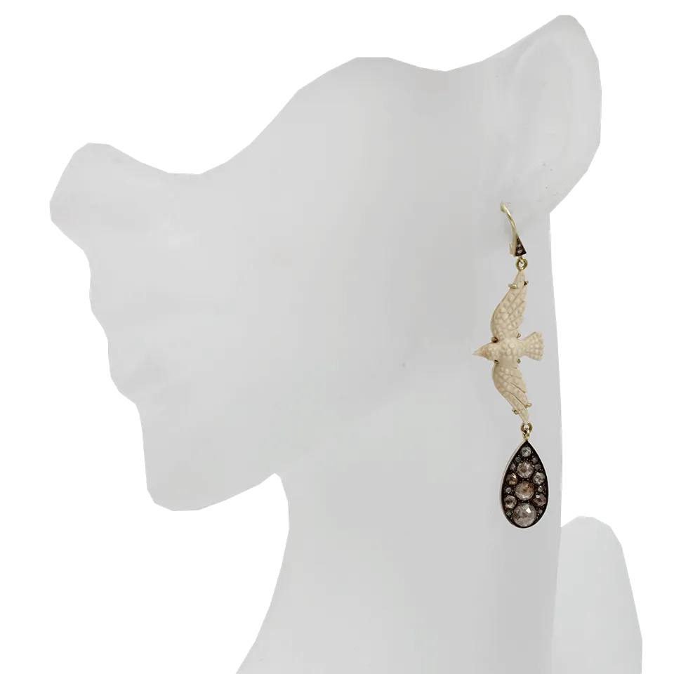 Carved Mammoth Swallow Earrings