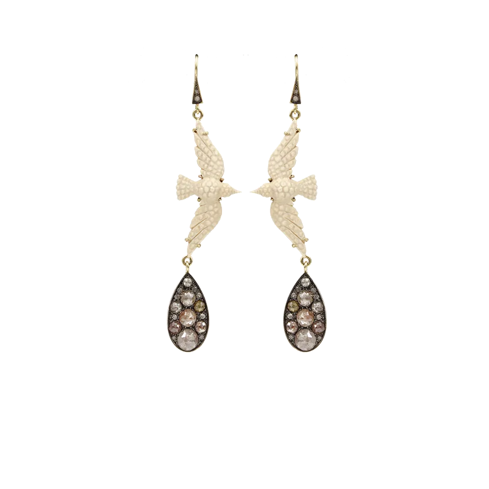 Carved Mammoth Swallow Earrings