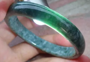 Certified Hand Carved Natural Myanmar Burma A JADE Circle Jadeite Bangle Bracelet 54mm 401033