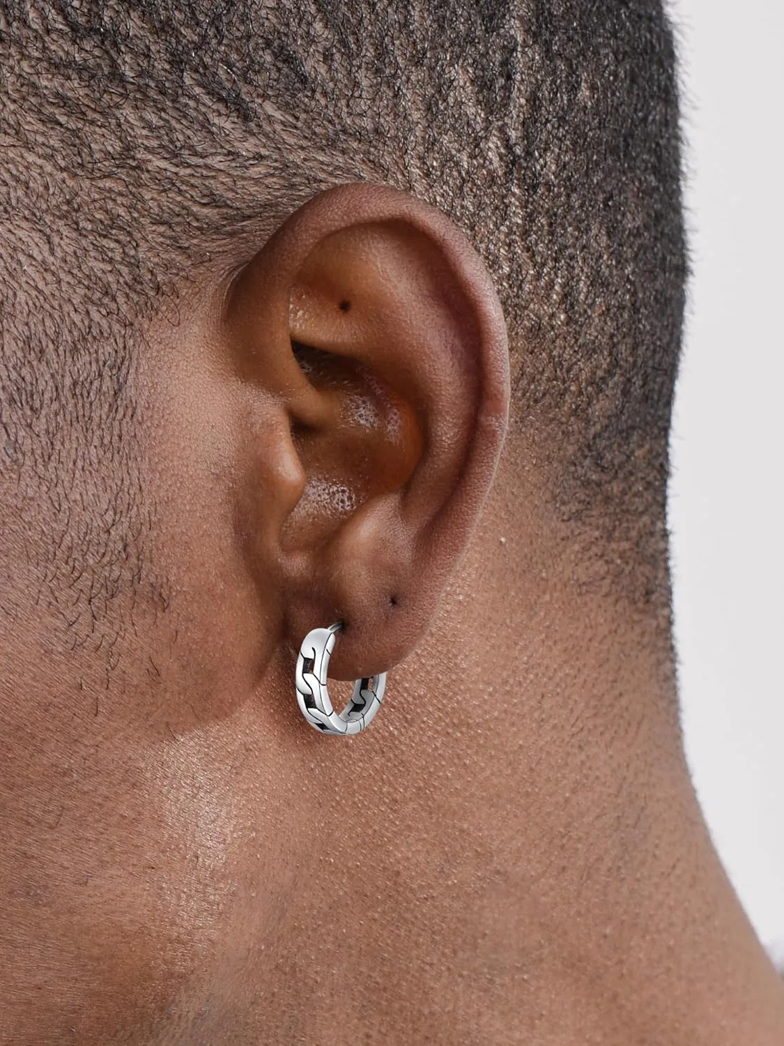 ChicSilver Hoop Earrings Men 925 Sterling Silver Mens Earrings Hypoallergenic Earrings for Men Gift for Dad (With Gift Box)