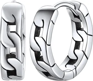ChicSilver Hoop Earrings Men 925 Sterling Silver Mens Earrings Hypoallergenic Earrings for Men Gift for Dad (With Gift Box)