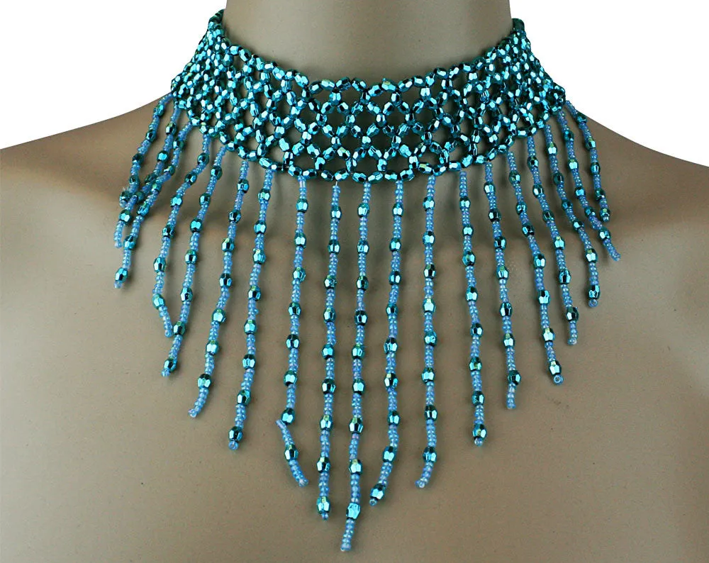 Choker Elastic Chain Mesh Beaded Necklace