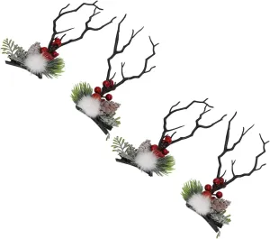 Christmas Hair Pins, Reindeer Hair Clips, and Decorative, Multifunctional for Christmas Parties, Cosplay, School Events, Exquisite Gifts with 2 Pairs, Ideal Christmas