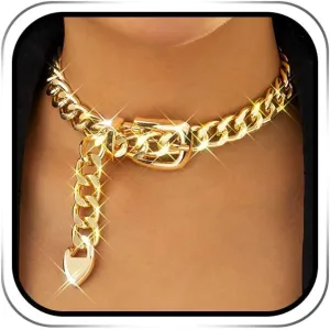 Chunky Choker Necklace Gold Thick Belt Chain Necklaces for Women