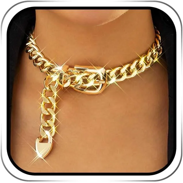 Chunky Choker Necklace Gold Thick Belt Chain Necklaces for Women