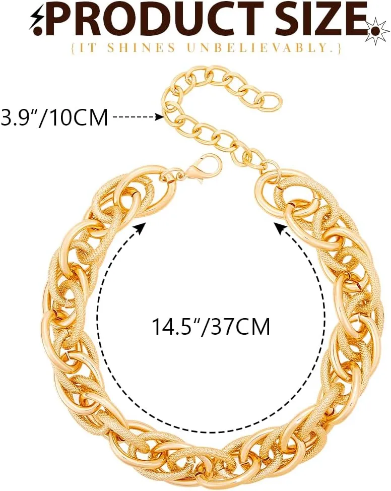 Chunky Choker Necklaces Gold Thick Cuban Link Chain Necklace for Women