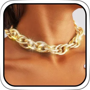Chunky Choker Necklaces Gold Thick Cuban Link Chain Necklace for Women