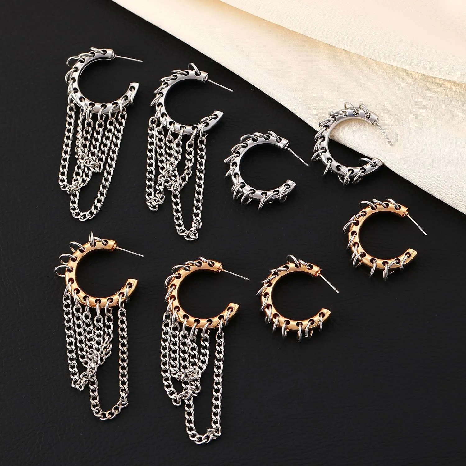 Chunky Hoop Earrings for Women Gold/Silver Hoop Dangle Earrings Statement Earrings Punk Jewelry