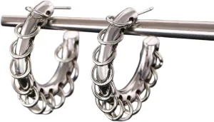 Chunky Hoop Earrings for Women Gold/Silver Hoop Dangle Earrings Statement Earrings Punk Jewelry