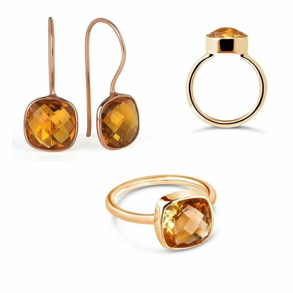 Citrine Earrings | Rose Gold